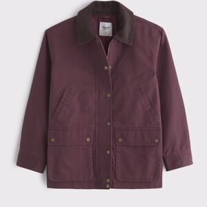 Abercrombie & Fitch Mid-Length Waxed Barn Jacket | Burgundy | Small